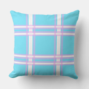 Pink and blue Plaid Throw Pillow
