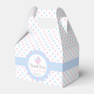 Pink and Blue Polka Dots Gender Reveal Baby Shower Favor Box