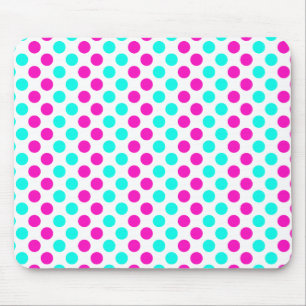 Pink and Blue Polka Dots Mouse Pad