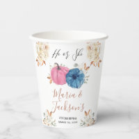 Pink and Blue Pumpkin Floral Gender Reveal White