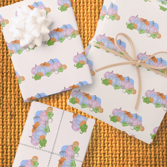 Pink and Blue pumpkin gender reveal gift wrap (Creator Uploaded)