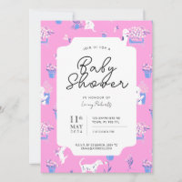 Pink and Blue Puppy Dog Floral Baby Shower