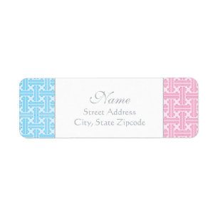 Pink and Blue Return Address Label