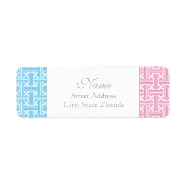 Pink and Blue Return Address Label (Front)