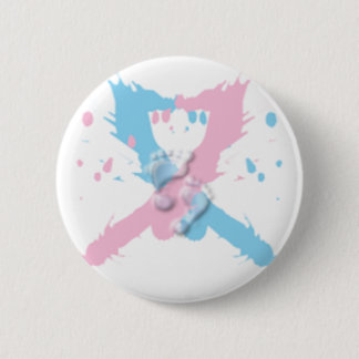 Pink and Blue Ribbon Splash with footprints 2 Inch Round Button