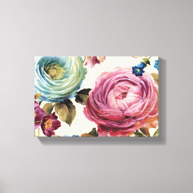 Pink and Blue Rose Canvas Print (Front)