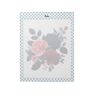 Pink and Blue Roses Note