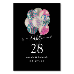 Pink and Blue Safari Balloon Garland Table Number