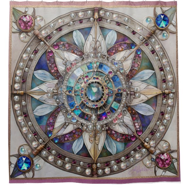 Pink and Blue Sapphires Diamonds Pearls Mandala (Front)