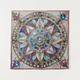 Pink and Blue Sapphires Diamonds Pearls Mandala Tapestry