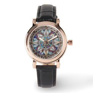 Pink and Blue Sapphires Diamonds Pearls Mandala Watch