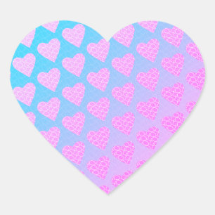 Pink and Blue Scribble Hearts Valentines Day Heart Sticker