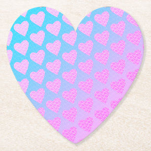 Pink and Blue Scribble Hearts Valentines Day Paper Coaster