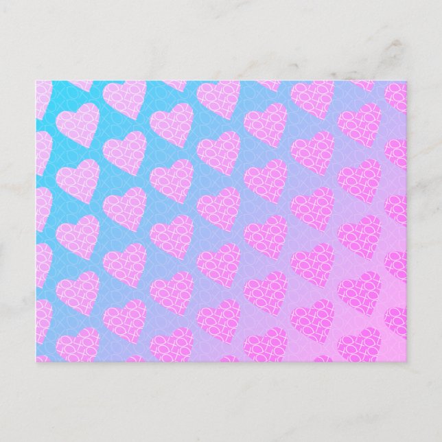 Pink and Blue Scribble Hearts Valentines Day    Postcard (Front)