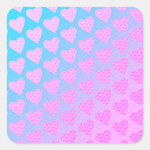 Pink and Blue Scribble Hearts Valentines Day Square Sticker