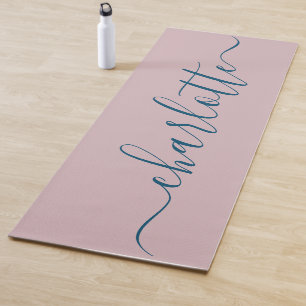 Pink and Blue Simple Stylish monogram Yoga Mat