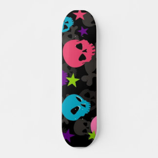 pink and blue skull skateboard