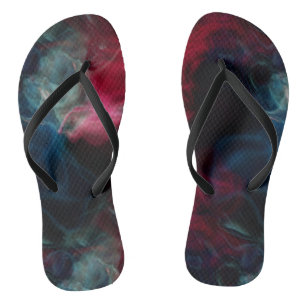 pink and blue smoke abstract flip flops