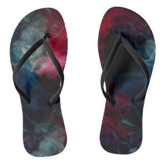 pink and blue smoke abstract flip flops