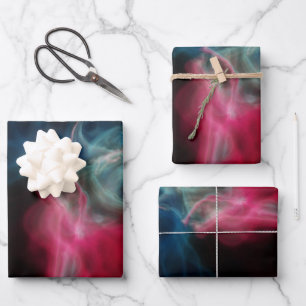 pink and blue smoke abstract wrapping paper sheet