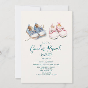 Pink and Blue sneakers  Gender Reveal Party  Invitation