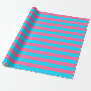Pink and Blue Stripes Design Wrapping Paper