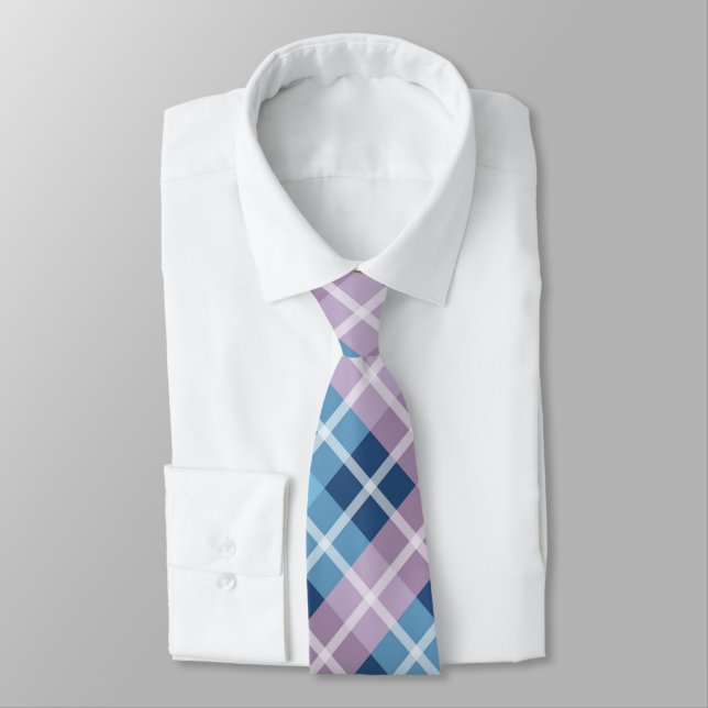 Pink And Blue Tartan Christmas  Tie (Tied)