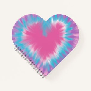 Pink and blue tie-dye heart Spiral Notebook
