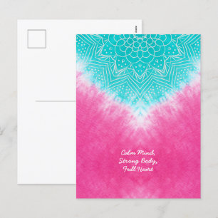Pink and Blue Tie dye with Mandala Sway in Style Holiday Postcard