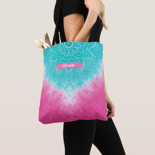 Pink and Blue Tie dye with Mandala Sway in Style Tote Bag