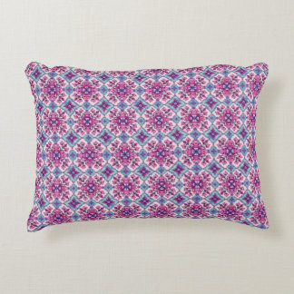 Pink and Blue Tile Design Accent Pillow
