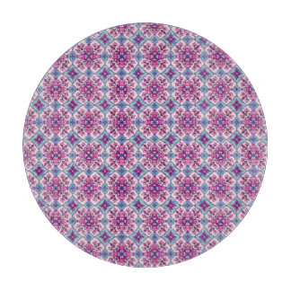 Pink and Blue Tile Design Cutting Board