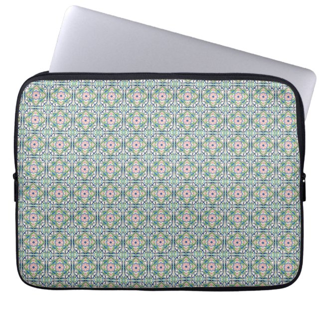 Pink and Blue Tile Laptop Sleeve (Front)