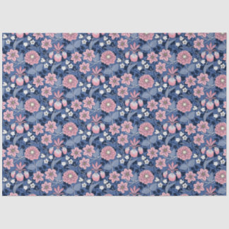 Pink and Blue Victorian Flowers Decoupage Tissue Paper