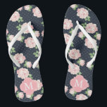 Pink and Blue Vintage Roses Monogrammed Flip Flops<br><div class="desc">Retro and chic vintage roses and polka dots pattern monogram.</div>