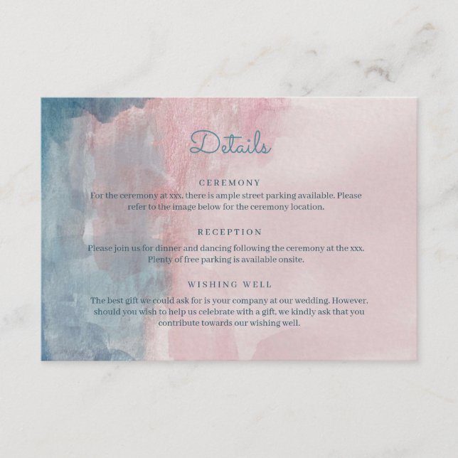 Pink and Blue watercolor Enclosure Card (Front)