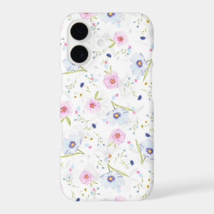 Pink and Blue Watercolor Florals Phone Case