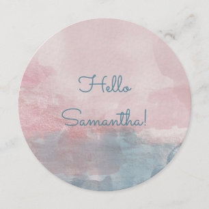 Pink and Blue Watercolor Modern Round Menu