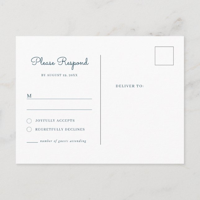 Pink and Blue Watercolor rsvp postcard (Back)