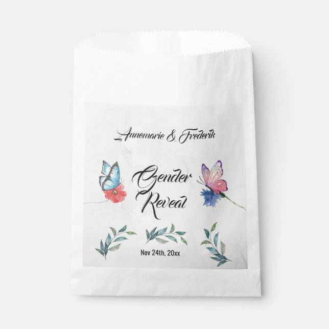 Pink and Blue Watercolour  Favour Bag (Front)