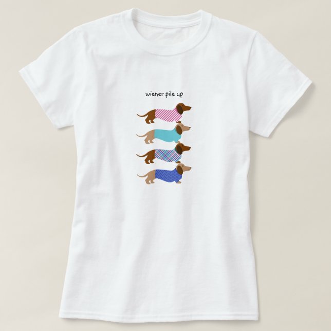 Pink and Blue Wiener Dog Shirt (Design Front)
