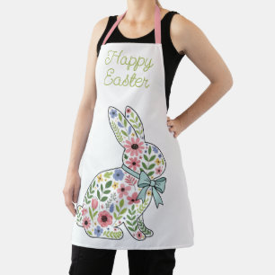 Pink and Blue Wildflower Easter Rabbit Apron