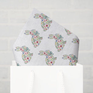 Pink and Blue Wildflower Easter Rabbit Tissue Paper