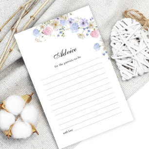 Pink and Blue Wildflower Gender Reveal Advice Card