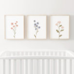 Pink and Blue Wildflower Girl Nursery Decor<br><div class="desc">Add a finishing touch to your little one's space with this set of pink and blue wildflower prints.</div>