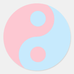 Pink and Blue Yin Yang Symbol Classic Round Sticker