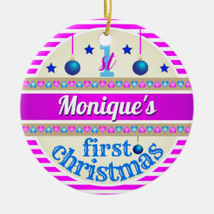 Pink and Blue / Your Baby's 1st First Christmas Ceramic Ornament