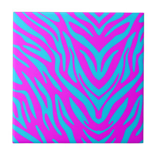 Pink and Blue Zebra Abstract Tile