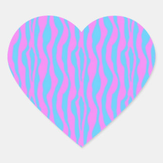 Pink and Blue Zebra Stripes Heart Sticker