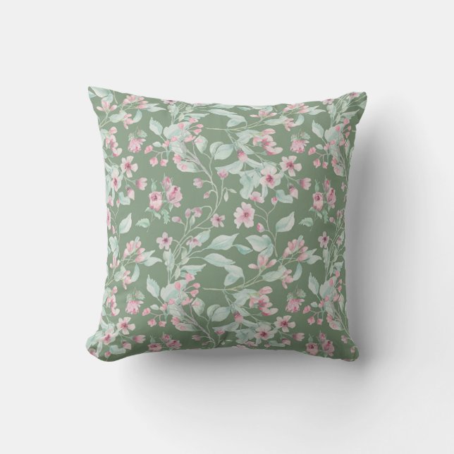 Pink and blush floral pattern  throw pillow (Front)